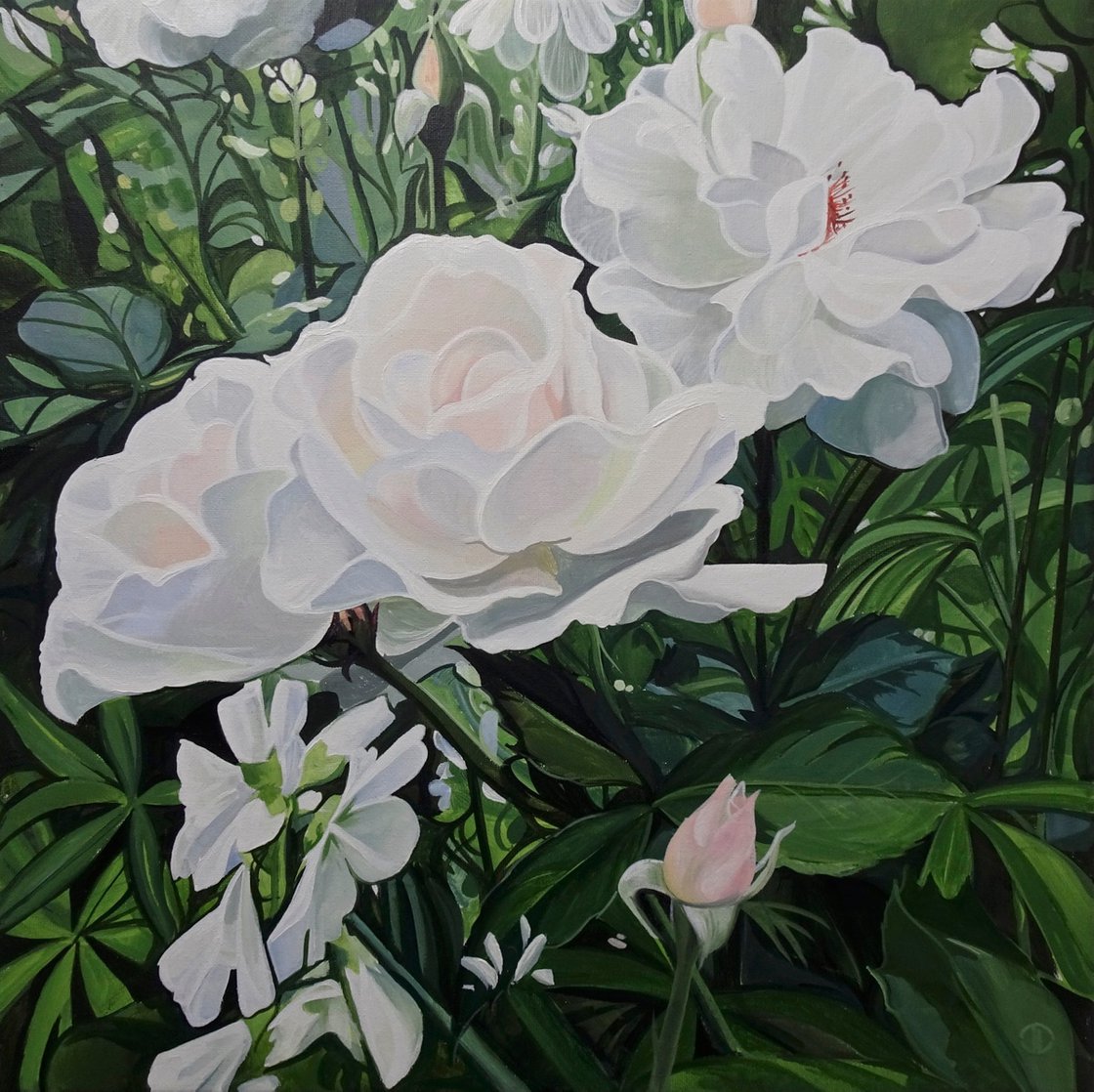 White Roses Acrylic Painting By Joseph Lynch Artfinder