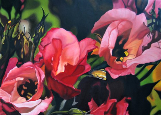 Roses  painting, Eustoma