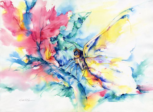 Butterfly - Large Watercolor Painting  by Kathy Morton Stanion by Kathy Morton Stanion