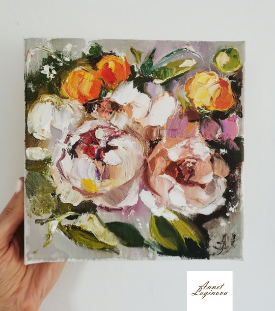 Peonies wall art, Floral painting