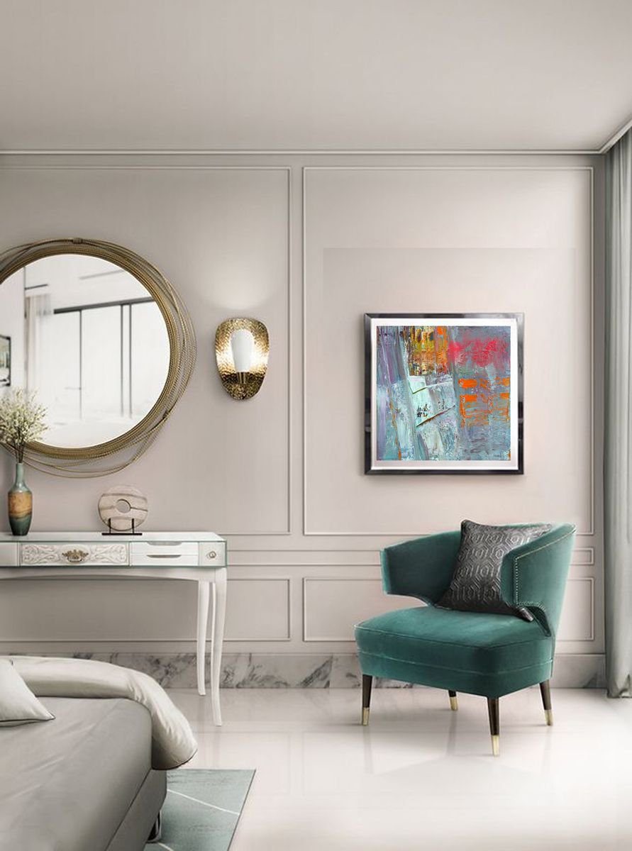 Abstract Acrylic Painting By Veljko Martinovic, 16 X 16", Thinking, Original Artwork