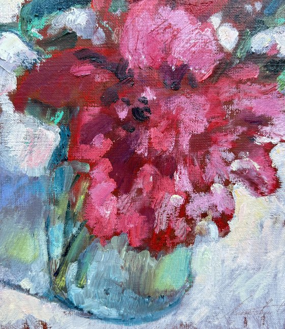 Pink peonies flowers