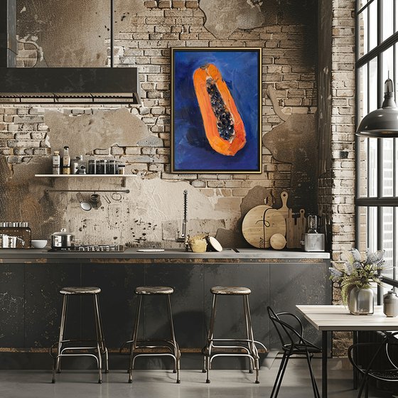 Papaya Impasto Oil Painting