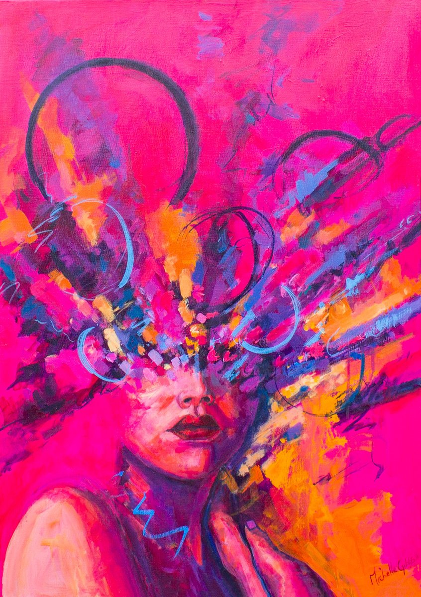 Impressionistic Portrait Acrylic Painting By Michelle Gibbs, 20 X 28", Vibrancy, Original Artwork