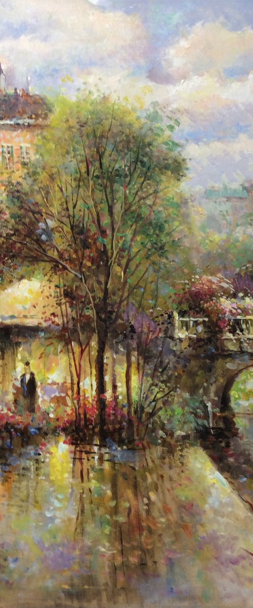 Flower market by the bridge by W. Eddie