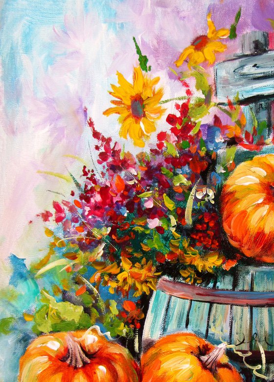 Pumpkins and flowers III
