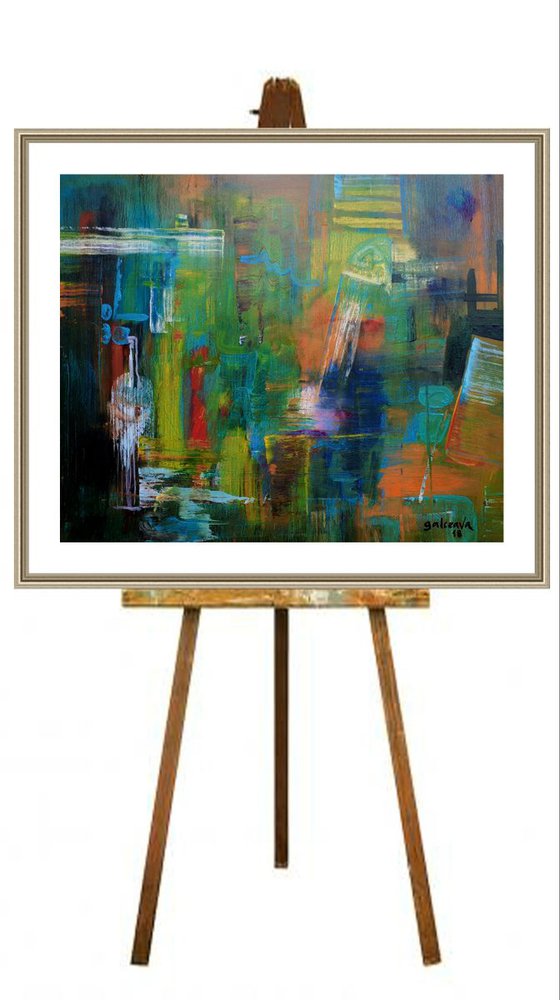 Dark Light, original abstract painting, modern art, ready to hang 60x50 cm, oil canvas