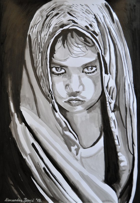 Girl with scarf /  42 x 29.7 cm