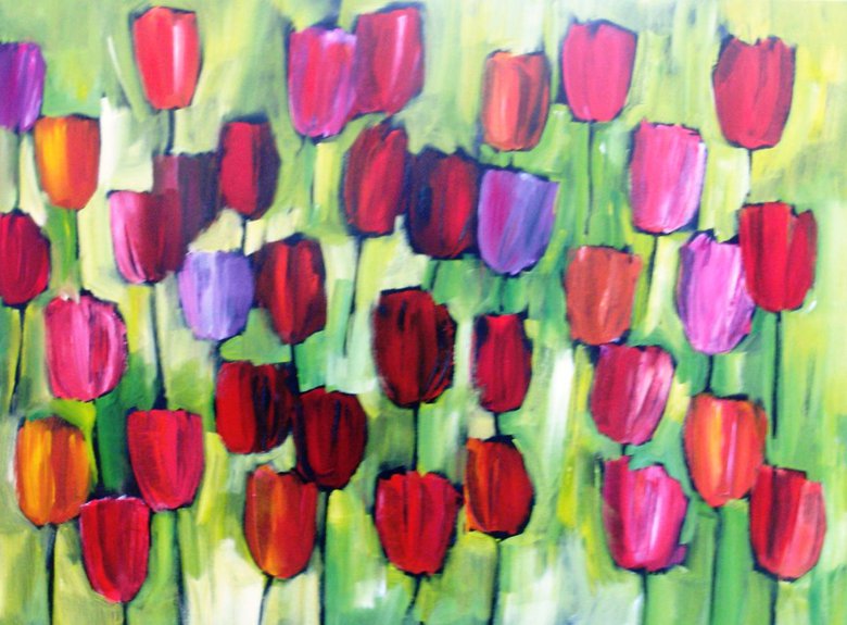 Tulip Field Acrylic painting by Jan Rippingham | Artfinder