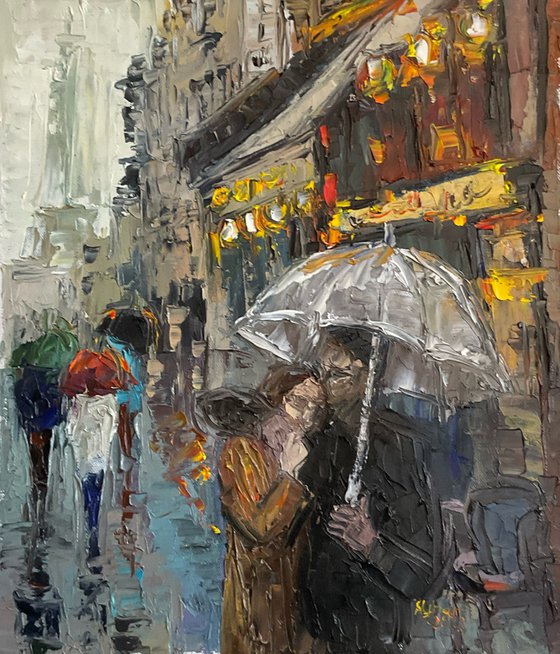 Date in Paris. Umbrella.