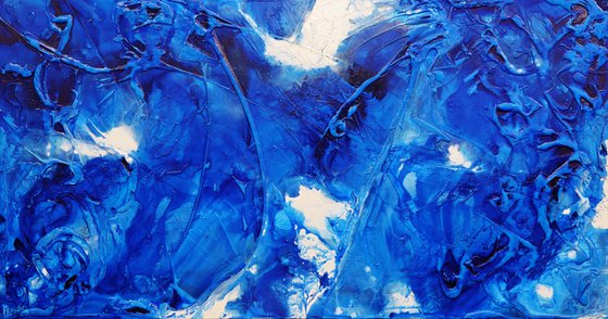 Sapphire Wash 190cm x 100cm Textured Abstract Art