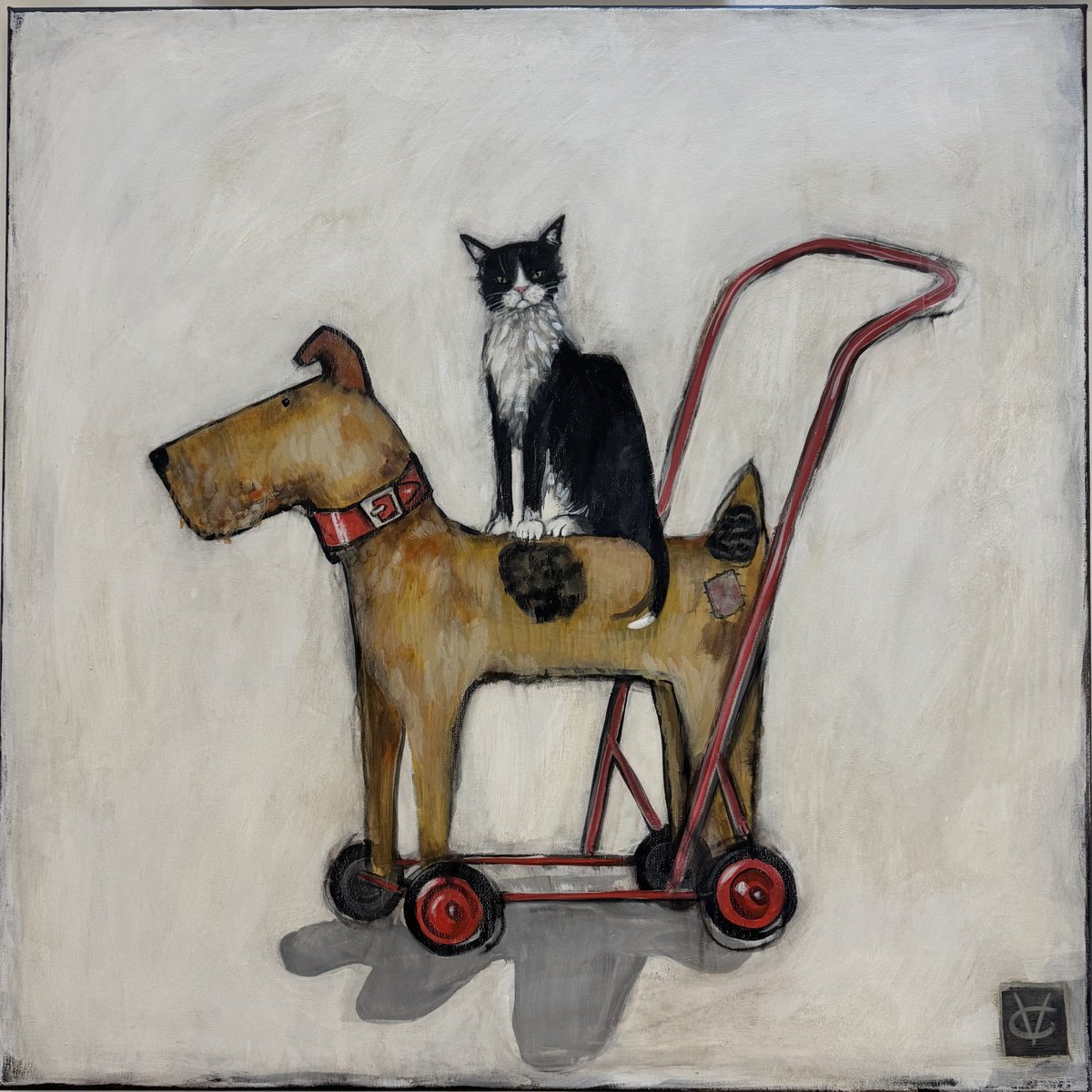 Animal Acrylic Painting By Victoria Coleman, 30 X 30", Joy Riding No.2, Original Artwork