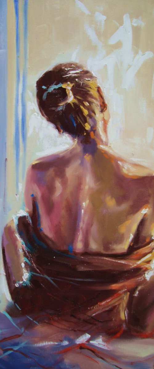 " Romance with the light ... " - 50x70cm original oil painting on canvas, gift, palette kniffe by Monika Luniak
