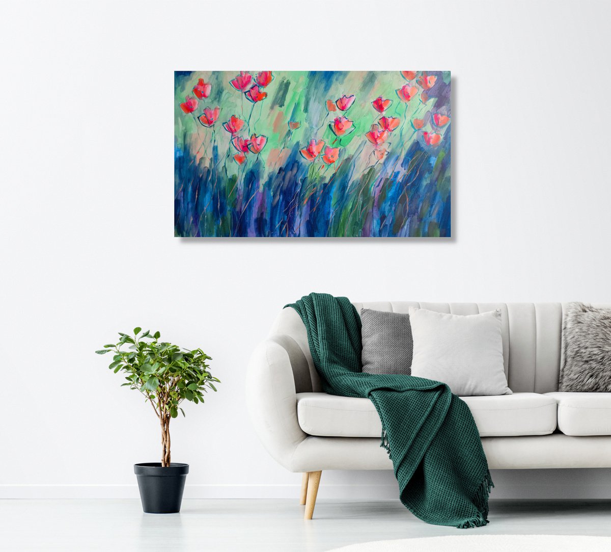 Floral Fantasy #02 - Semi-Abstract Flowers - Unframed Painting by Marina Krylova