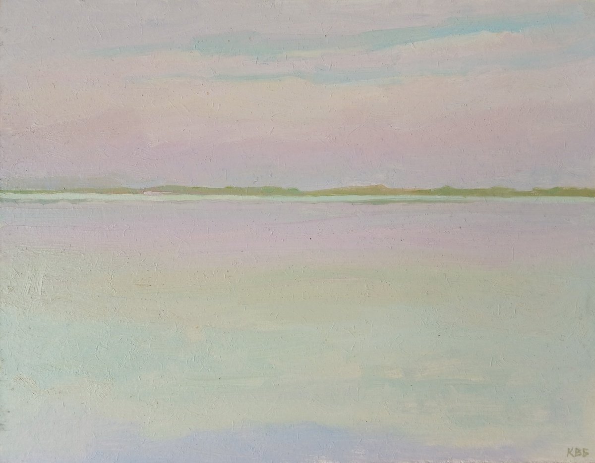 Impressionistic Landscape Oil Painting By Vasyl Koval, 16 X 12", The Estuary, Original Artwork