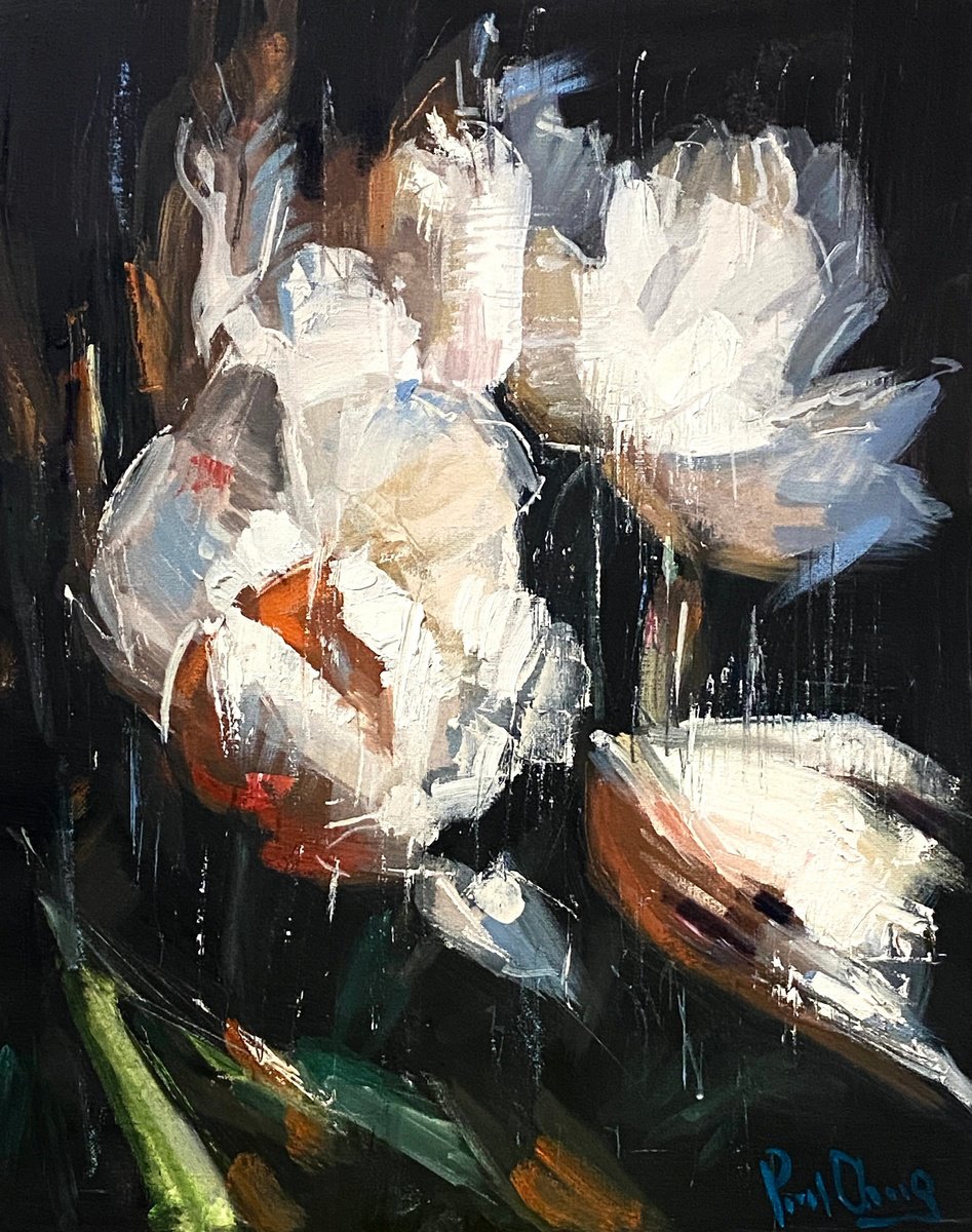 Impressionistic Botanical Oil Painting By Paul Cheng, 16 X 20", Flowers No.06, Original Artwork