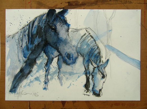 Horses in blue II