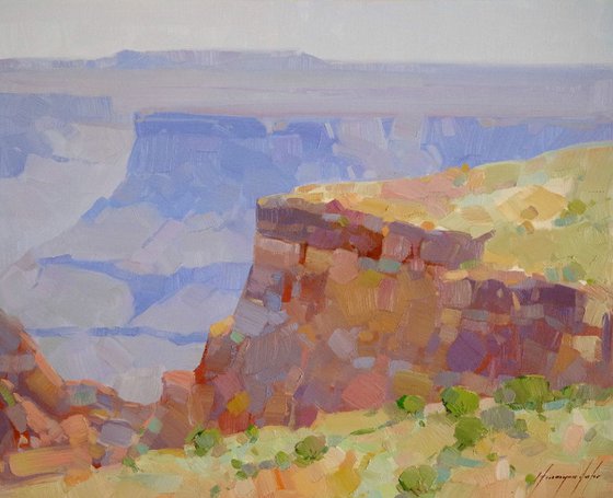 Grand Canyon, Landscape oil painting, palette knife art One of a kind, Signed, Hand Painted