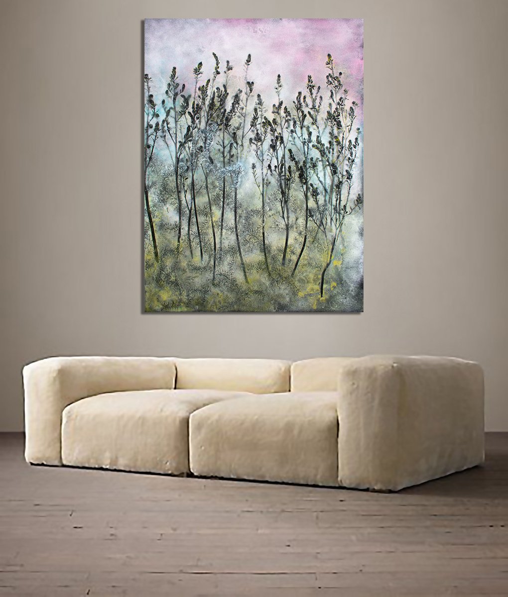 Impressionistic Landscape Painting By Milena Nicosia, 41 X 55", Otium (Secondo), Original Artwork