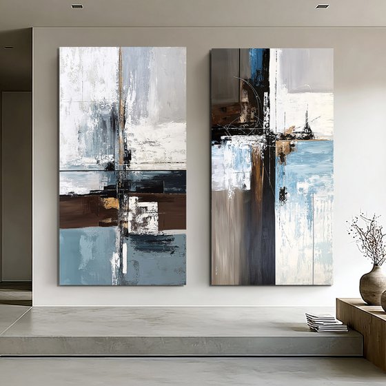 Interwoven Horizons set diptych
