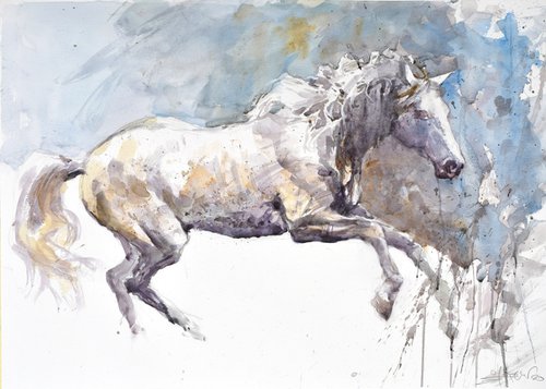 Running horse (70x50) by Goran Žigolić Watercolors