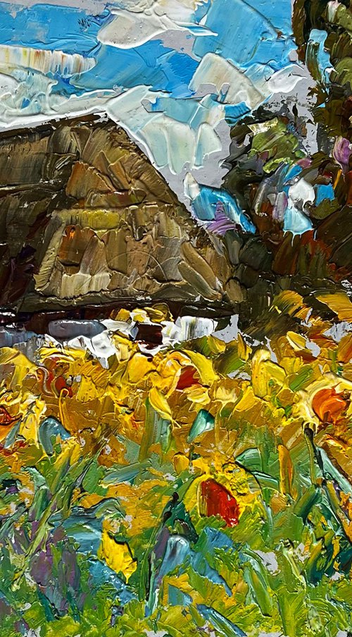 House and Sunflowers by Kalenyuk Alex