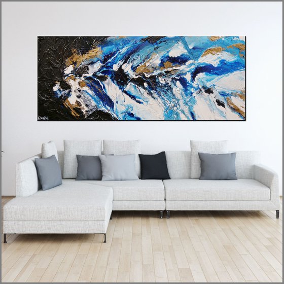 Admiralty 200cm x 80cm Blue White Abstract Art