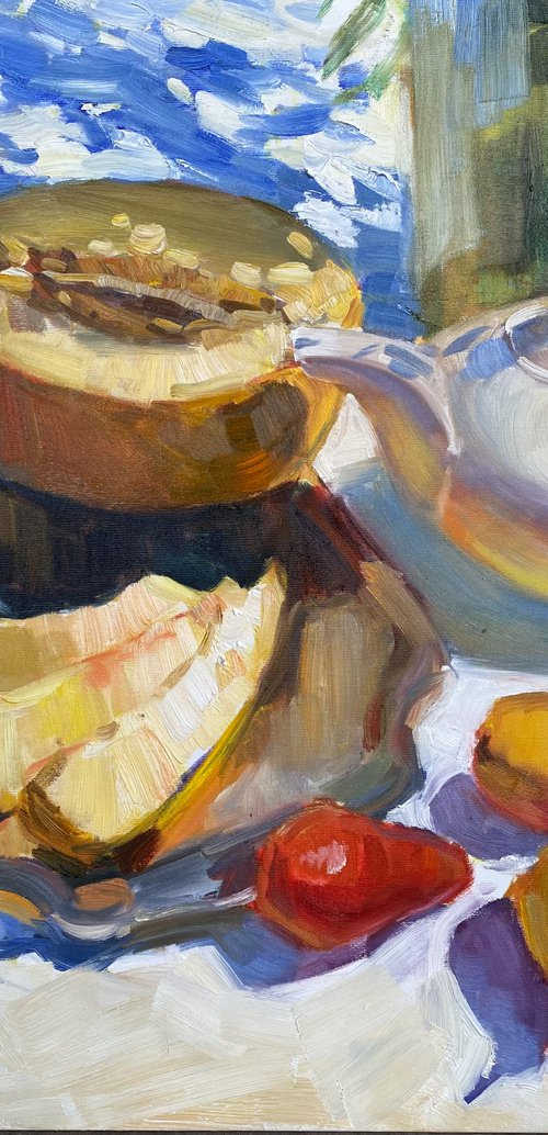 Melon and blue shadows by Nataliia Nosyk