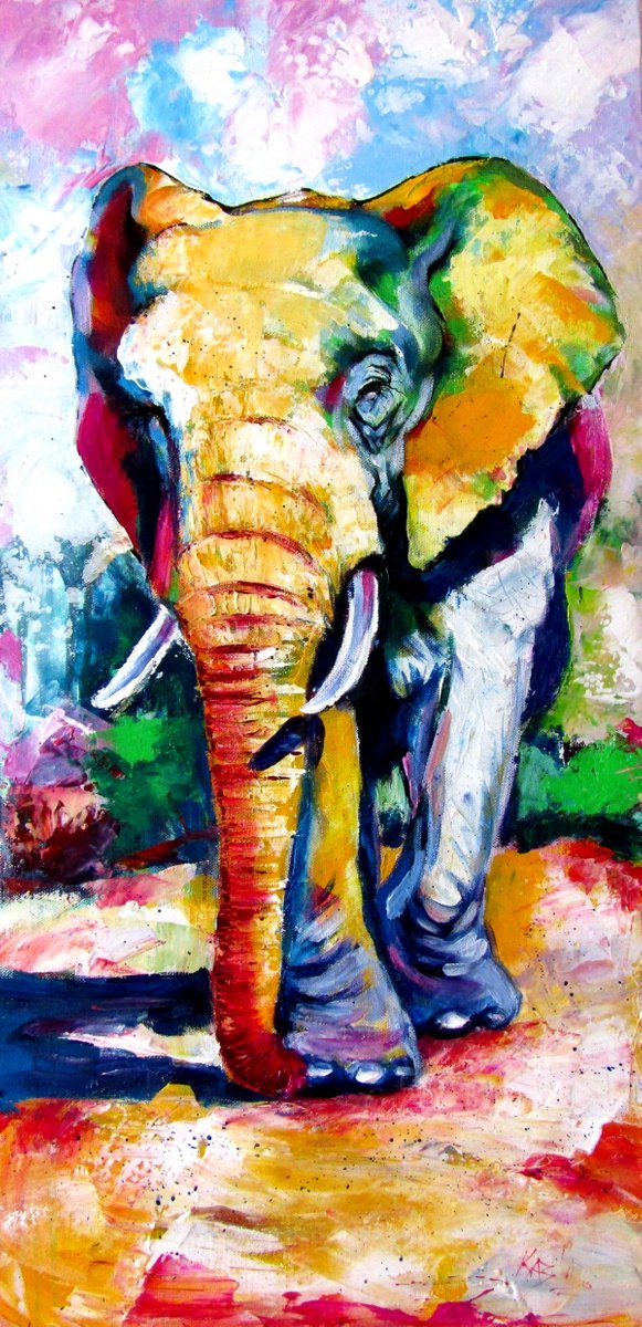 Walking majestic elephant by Kovacs Anna Brigitta