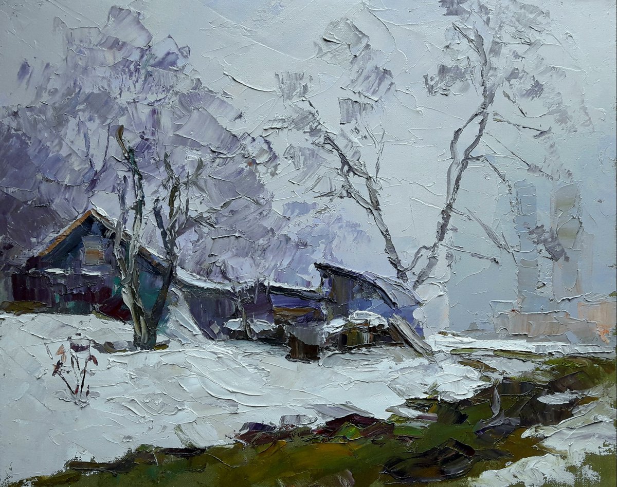 Oil painting Winter evening nSern338 by Boris Serdyuk