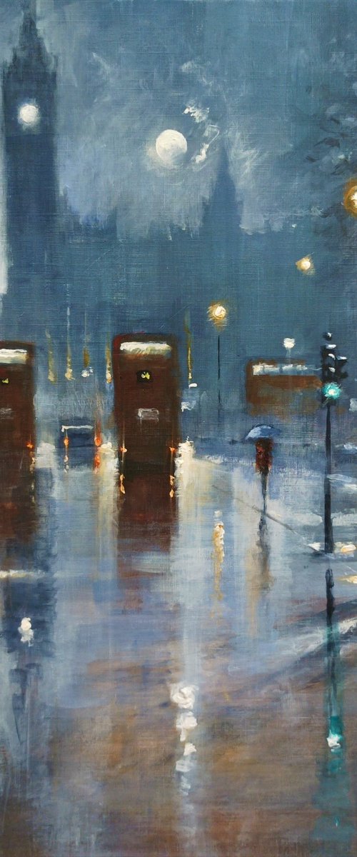 London Moonlight Parliament Sq by Alan Harris