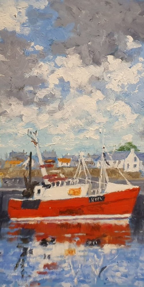 the red boat, anstruther harbour by Colin Ross Jack