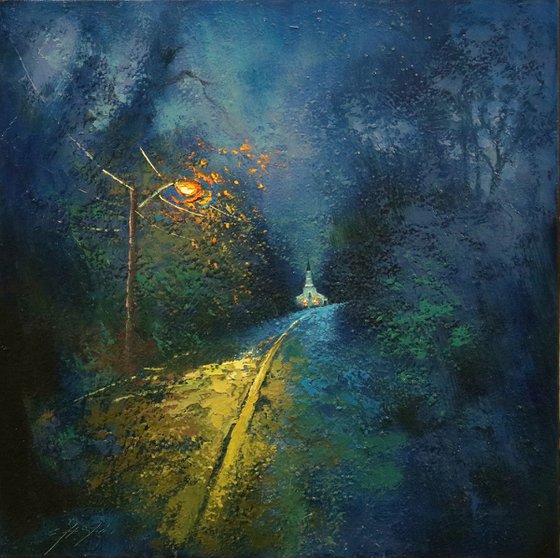 Blue Rain and White Church