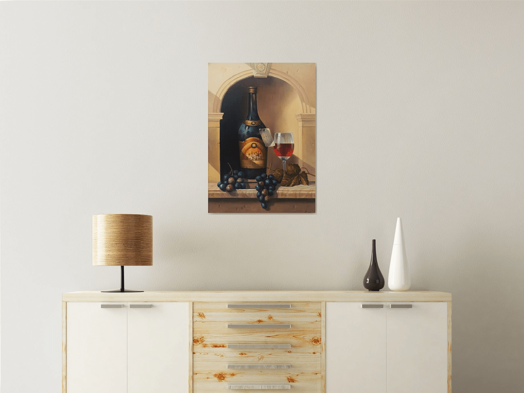 Still life with cup of cognac  (50x70cm, oil painting, ready to hang)