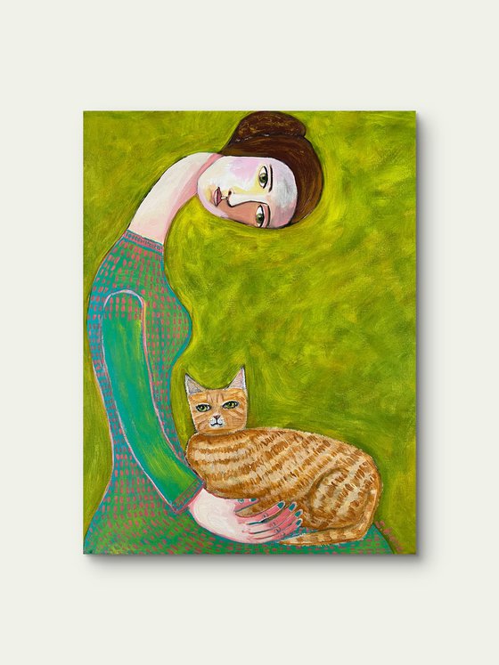 Lady with her Ginger Cat