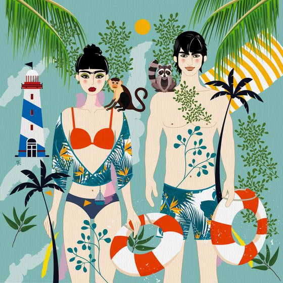 Swimmers - Summer - Art-Deco