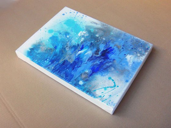 "Blue splashes" Small Painting 30 x 40 cm