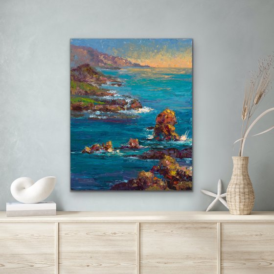 The Listeners: Original Abstract Beach Coastal Palette Knife Oil Painting