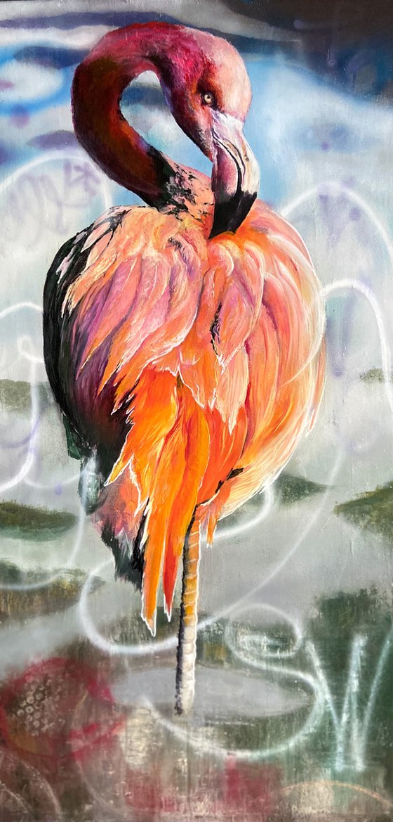 Be A Flamingo Acrylic painting by Paul Hardern Artfinder