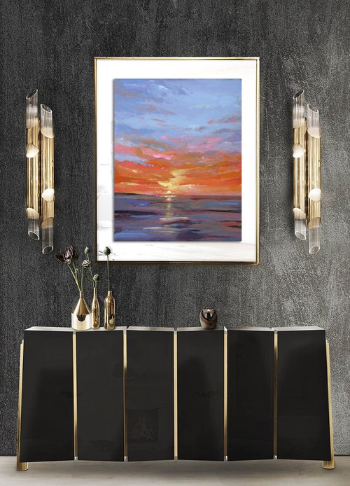 DISCOUNT SPECIAL PRICE " GOLDEN TWILIGHT 04 " ORIGINAL PAINTING, SUNSET,SEASCAPE by mir-jan