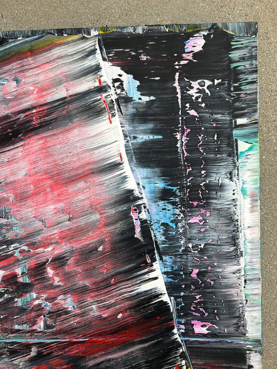 "Know When To Fold 'Em" - Original Large PMS Abstract Acrylic Painting On Canvas - 24" x 48"