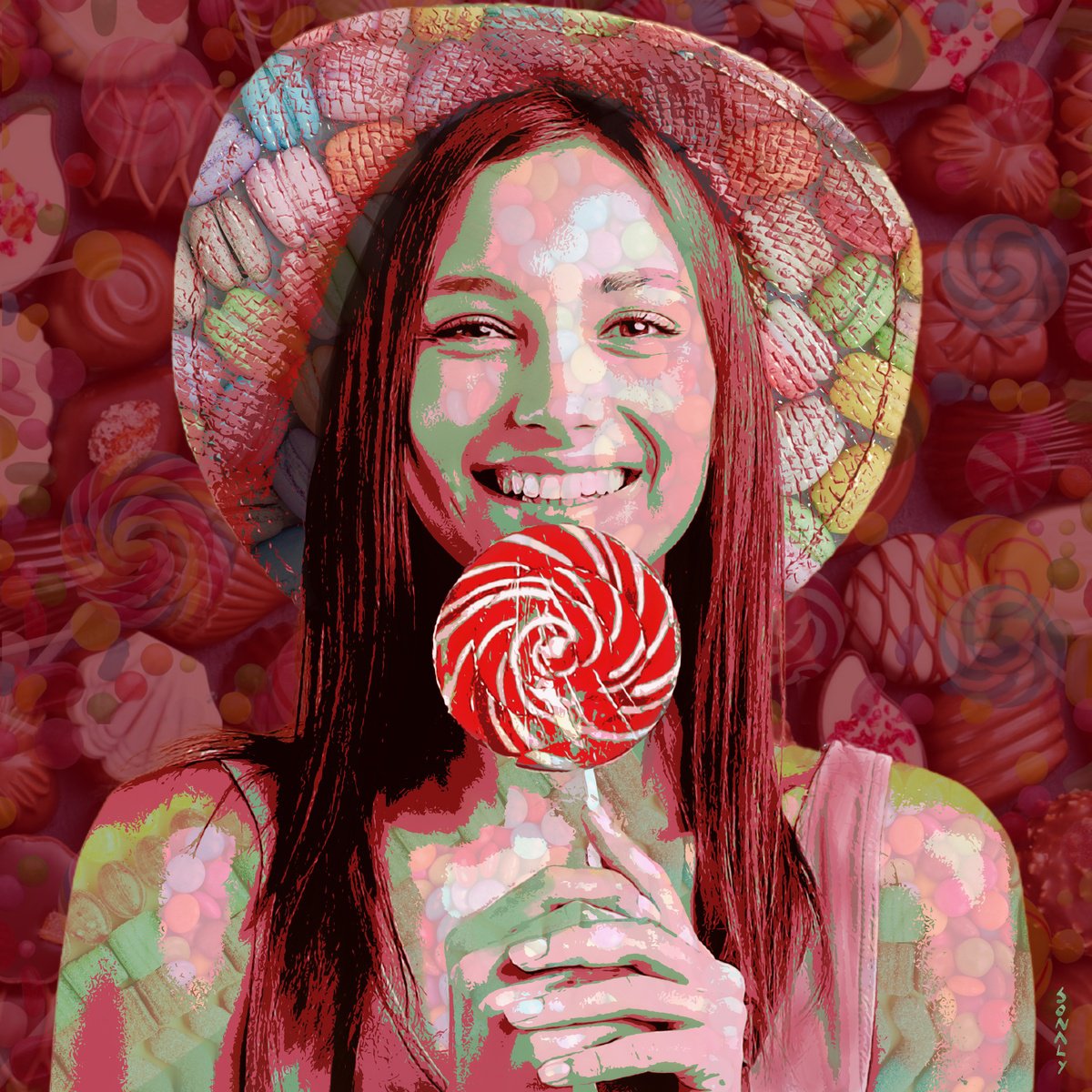 Photorealistic Portrait Giclee Print By Sonaly Gandhi, 30 X 30", Sweet Escape, Original Artwork