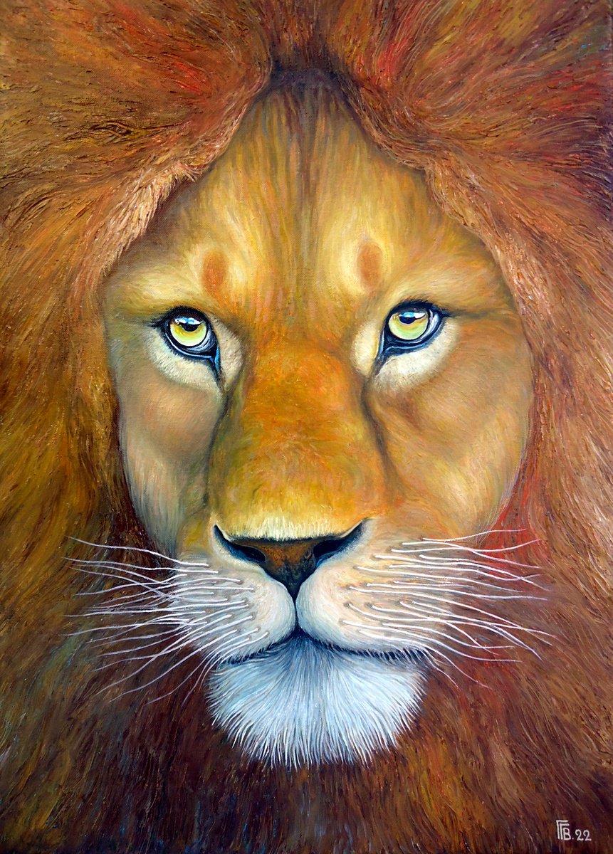 Photorealistic Animal Oil Painting By Grigor Velev, 20 X 28, Almighty, Original Artwork