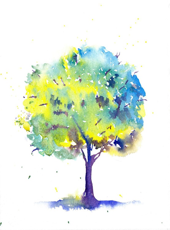 Rainbow Tree Summer Original Watercolour Paint Artfinder