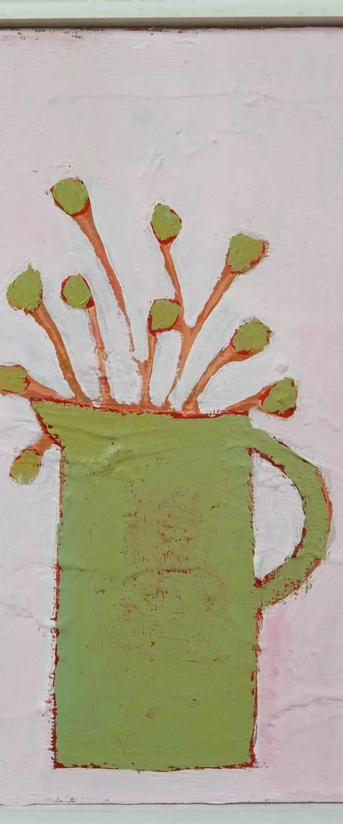 Green Jug and Flowers.... by Fiona Philipps