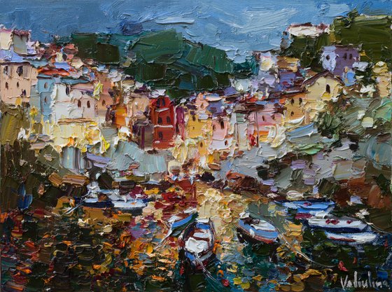 Riomaggiore, Cinque terre - Italian Landscape painting