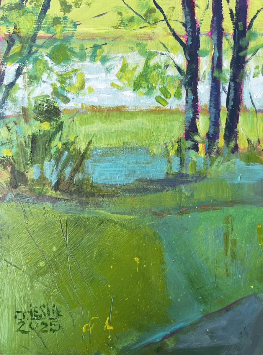 Impressionistic Landscape Acrylic Painting By Jimmy Leslie, 6 X 8, Finding The Edge, Original Artwork