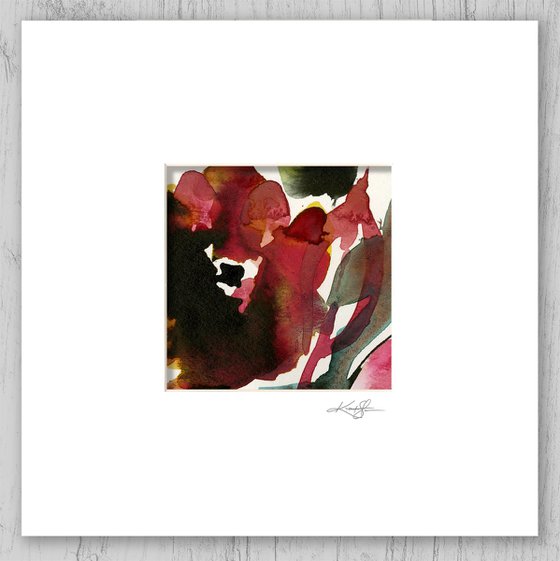Abstract Florals Collection 1 - 3 Flower Paintings in mats by Kathy Morton Stanion
