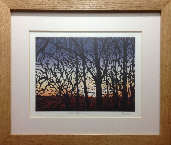 Stoke Wood Sunset, framed