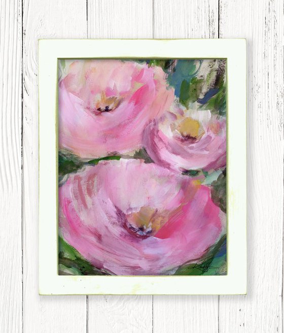 Shabby Chic Charm 21 - Framed Floral art in Painted Distressed Frame by Kathy Morton Stanion